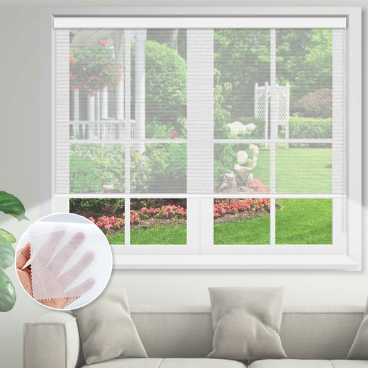 Manual Corded Light Filtering Roller Shades - Sheer White - Tokblind official