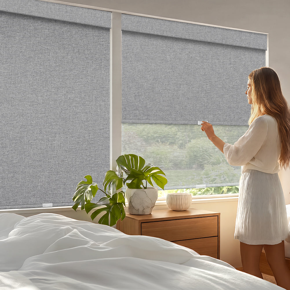 Manual Cordless Dual Roller Shades, Blackout & Sheer, Custom Size