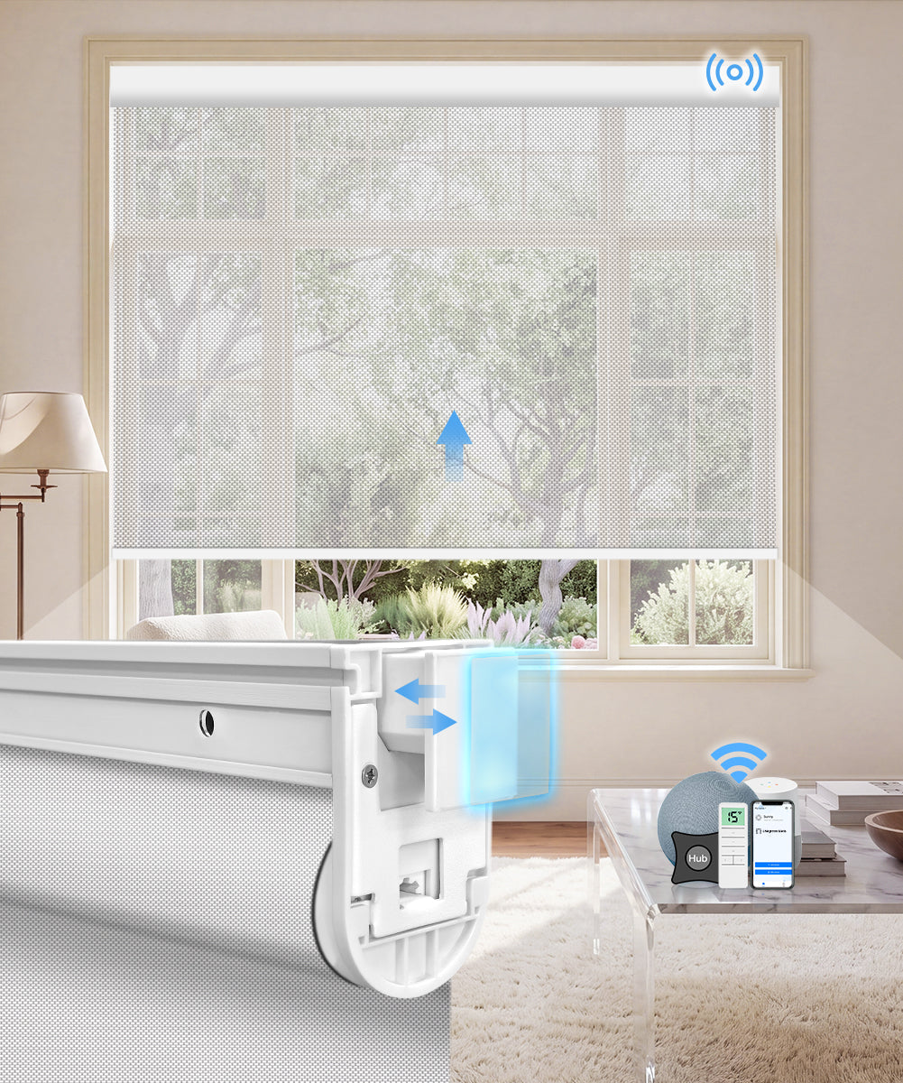 No-Drill Motorized Light Filtering Fireproof Roller Shades