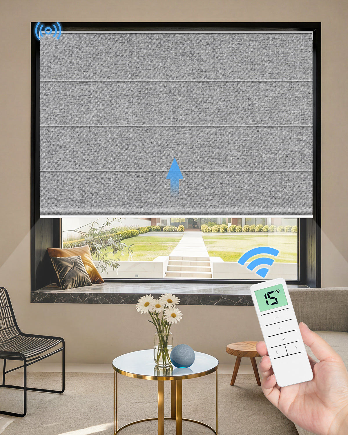 Motorized Blackout Roman Shades – Room Darkening, Custom Sizes