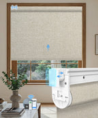 No drill motorized blackout roller shade fabric beige