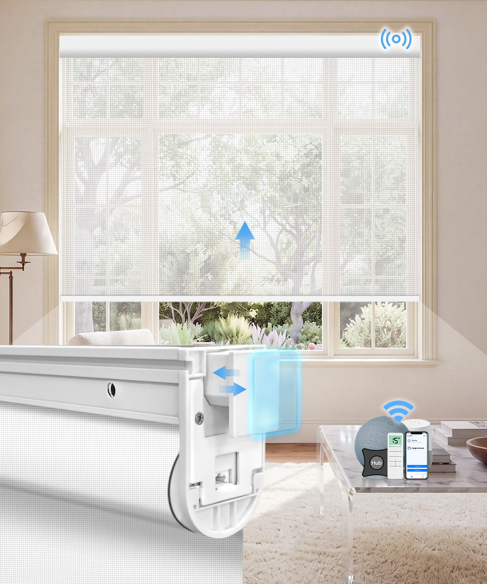 No-Drill Motorized Light Filtering Fireproof Roller Shades