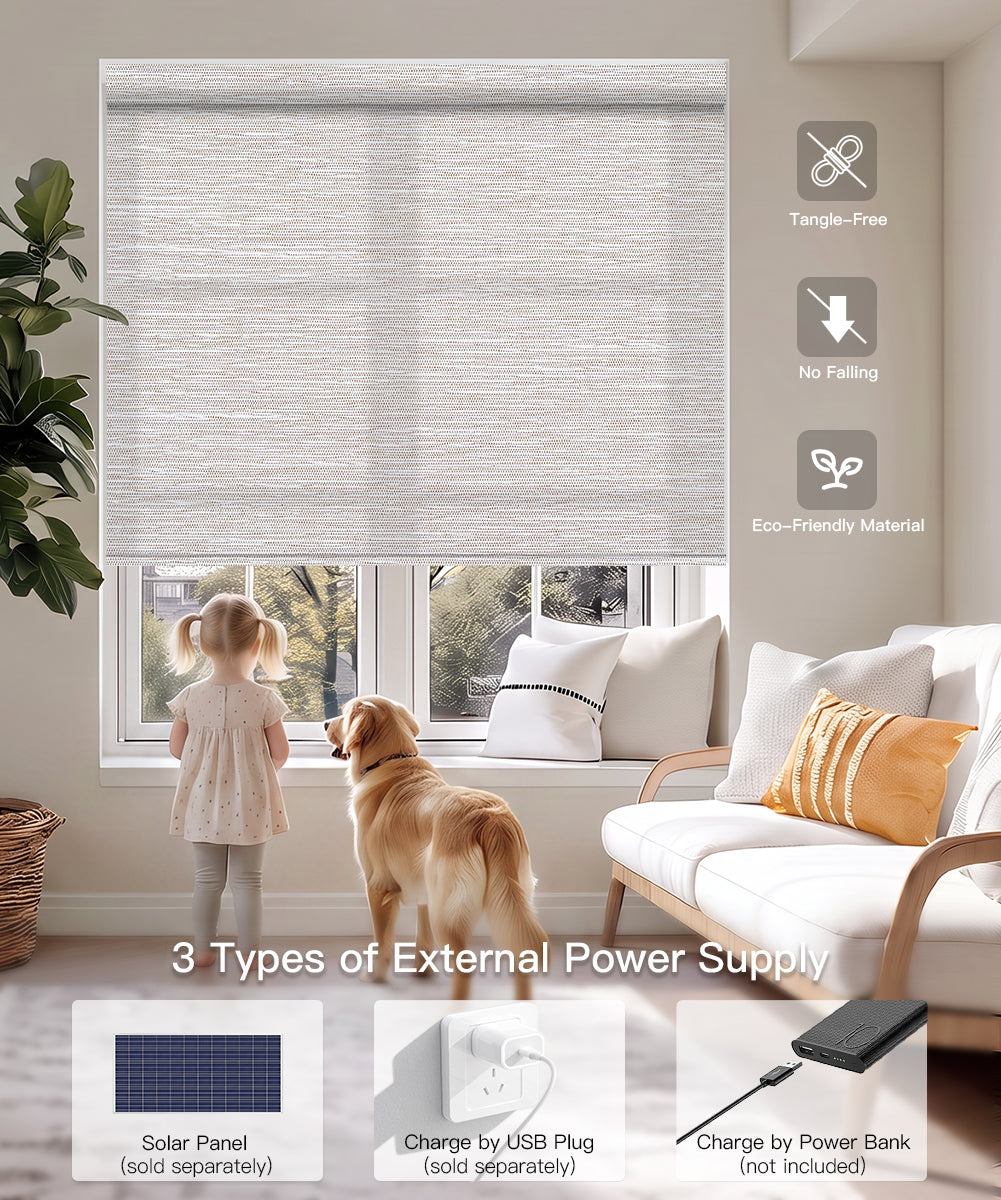 No-Drill Motorized Light Filtering Roller Shades
