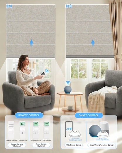 Motorized Blackout Roman Shades – Room Darkening, Custom Sizes