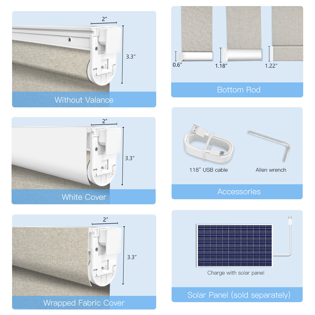 No-drill Motorized Blackout Roller Shade - Cover