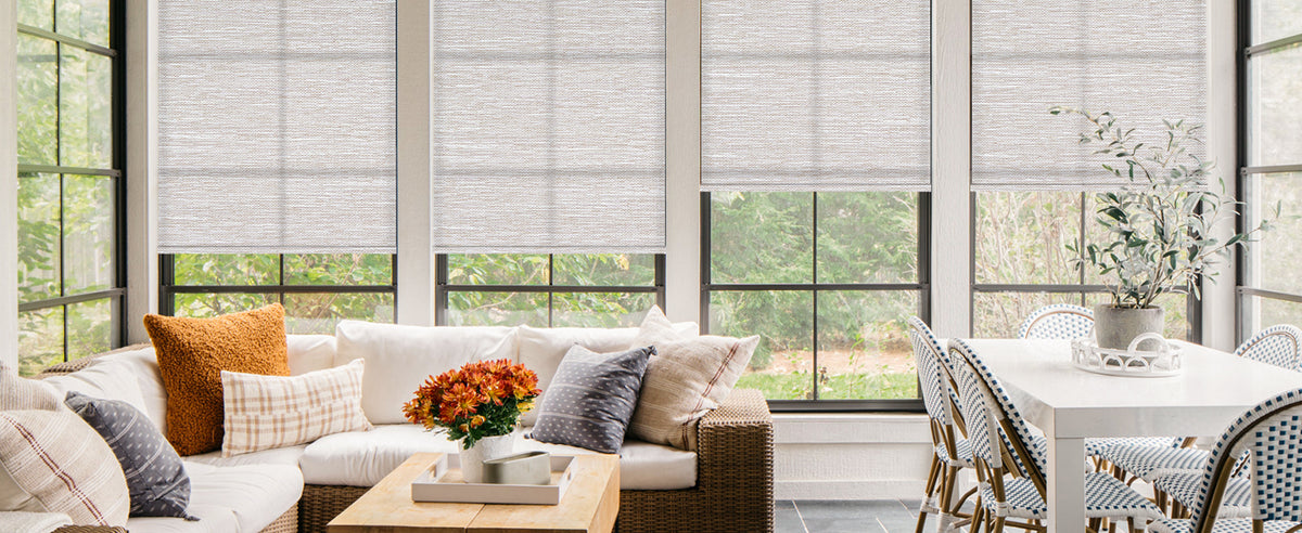No Drill Motorized Light Filtering Roller Shades Texture Light Coffee