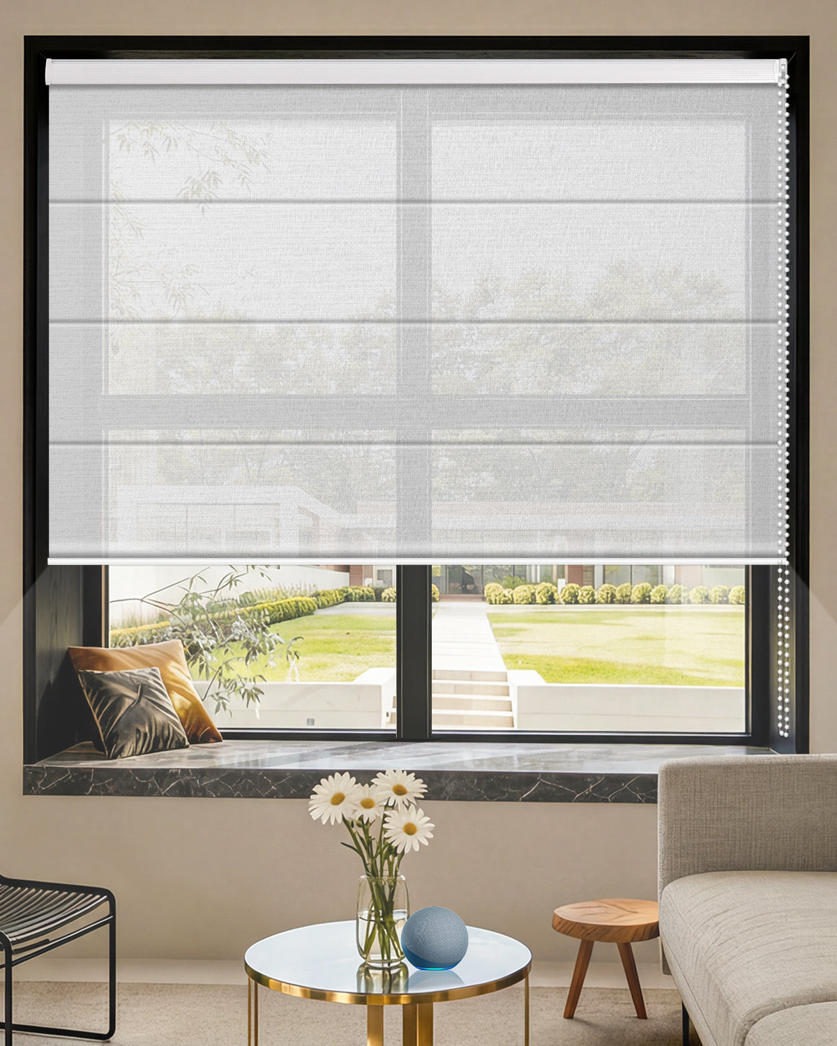 Manual Corded Roman Shades – Light Filtering