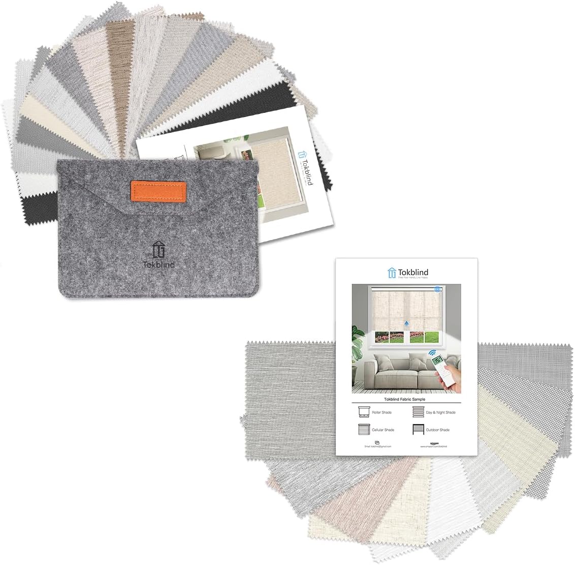 Blackout and Light Filtering Roller Shade Fabric Samples, 2 PCS - Tokblind official