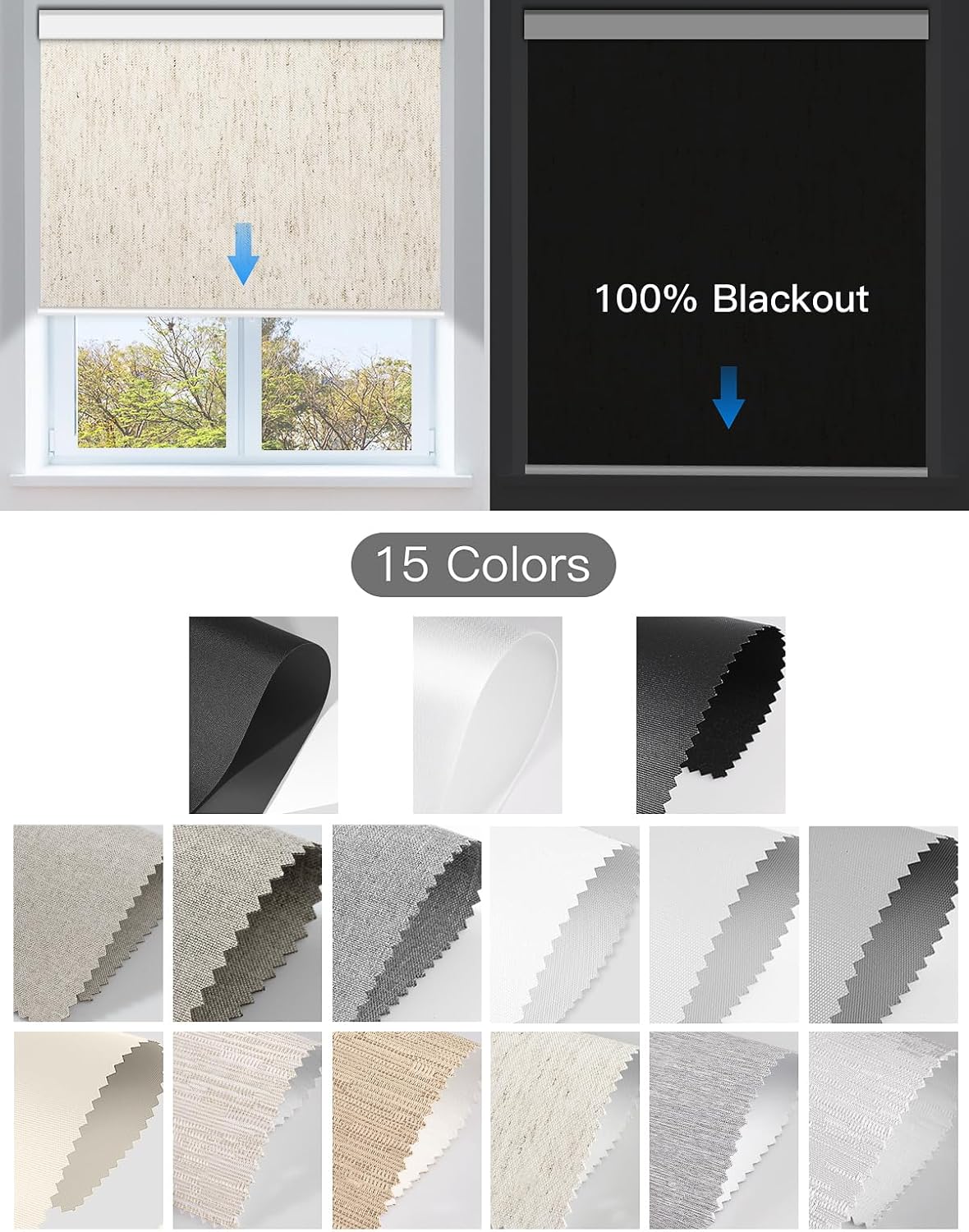 Blackout Roller Shade Fabric and Zebra Blind Fabric Samples, 2 PCS - Tokblind official