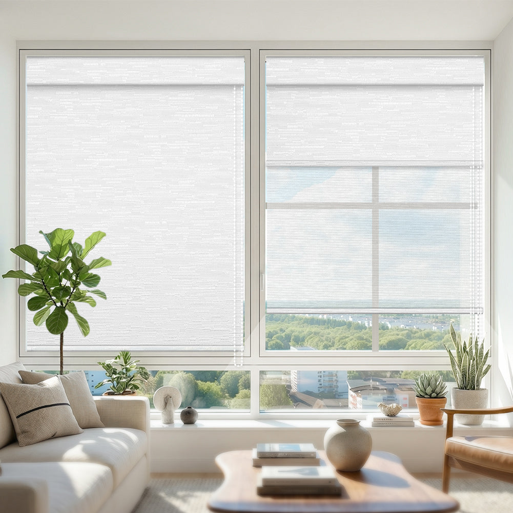 Manual Corded Dual Roller Shades, Blackout & Sheer, Custom Size