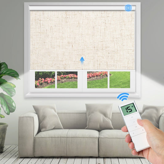 Motorized Blackout Roller Shade - Texture Beige