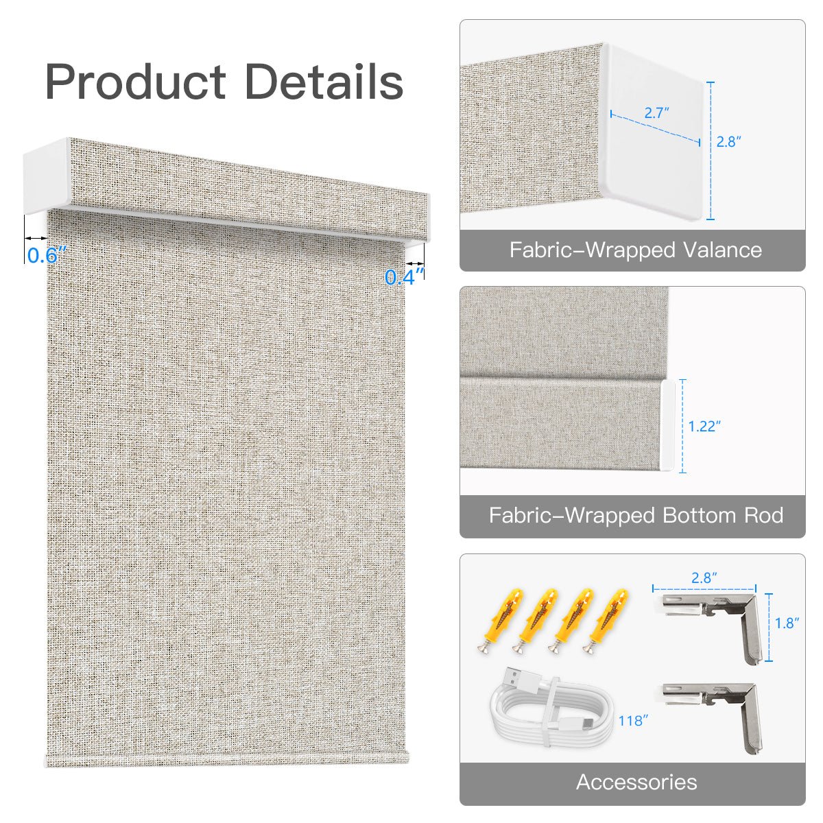 Motorized Blackout Roller Shade (Fabric Wrapped) - Tokblind official