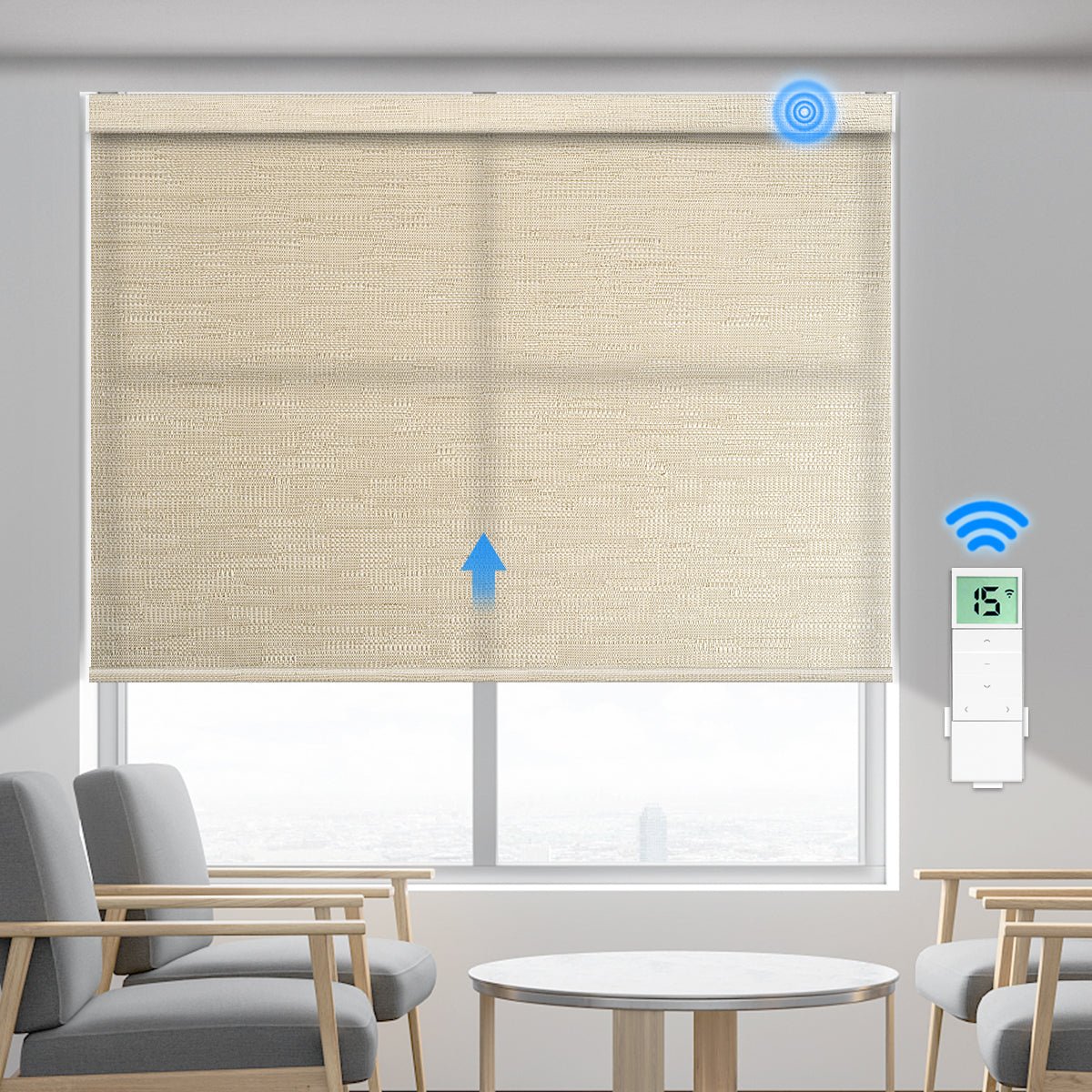 Motorized Light Filtering Roller Shade (Fabric Wrapped) - Tokblind official