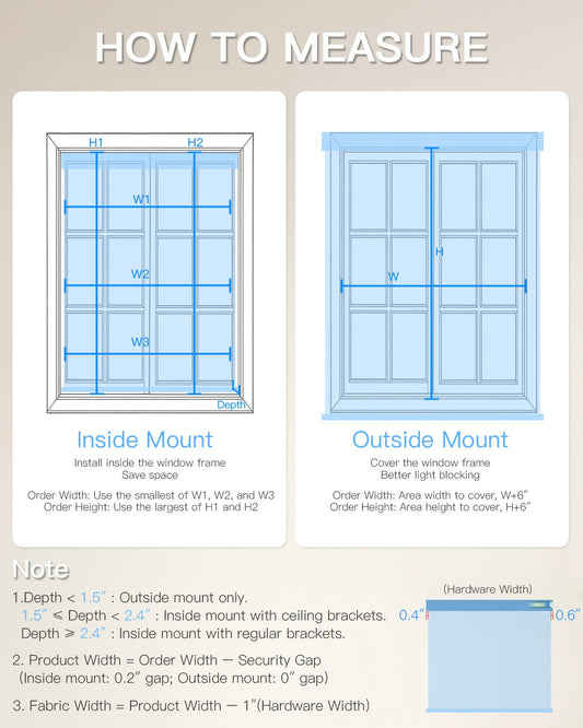 Motorized Roller Shades - How to Measure
